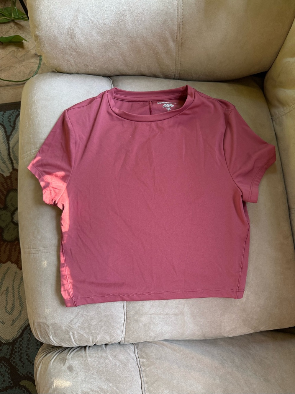 Everyday Cropped Crew Workout Tee in Mauve Pink